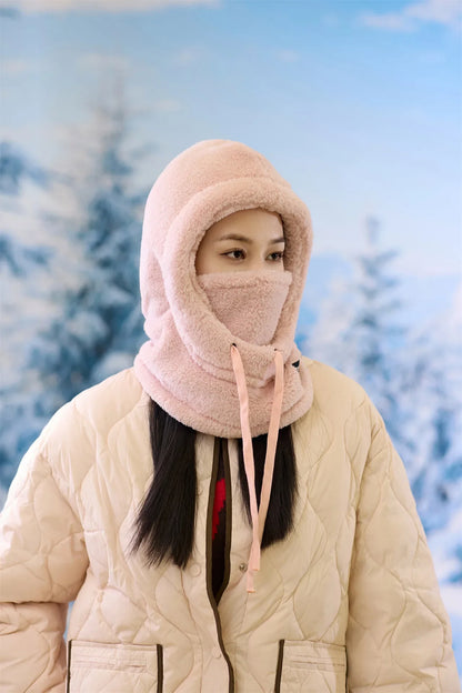 Winter Face Cover Hat with Fleece Sherpa Lining