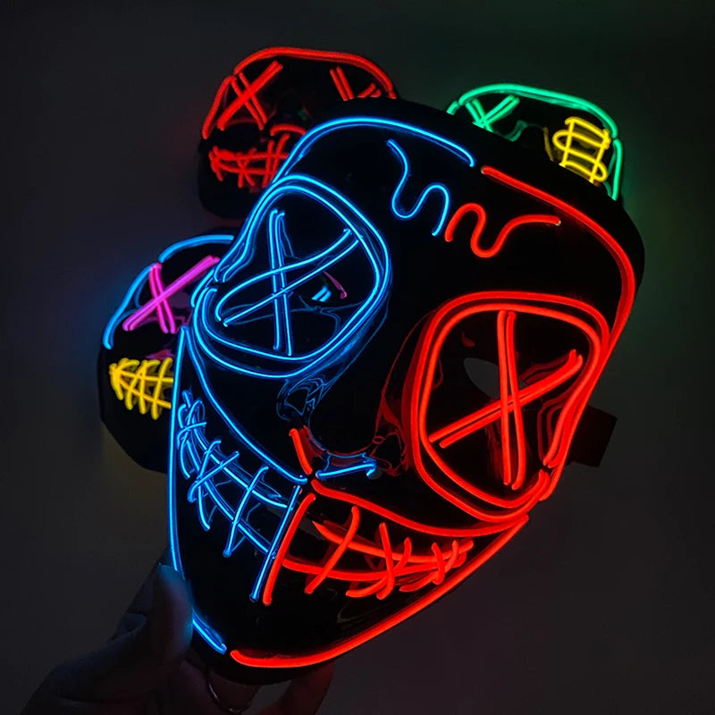 Wireless Neon LED Purge Mask – Glowing Halloween Party Mask