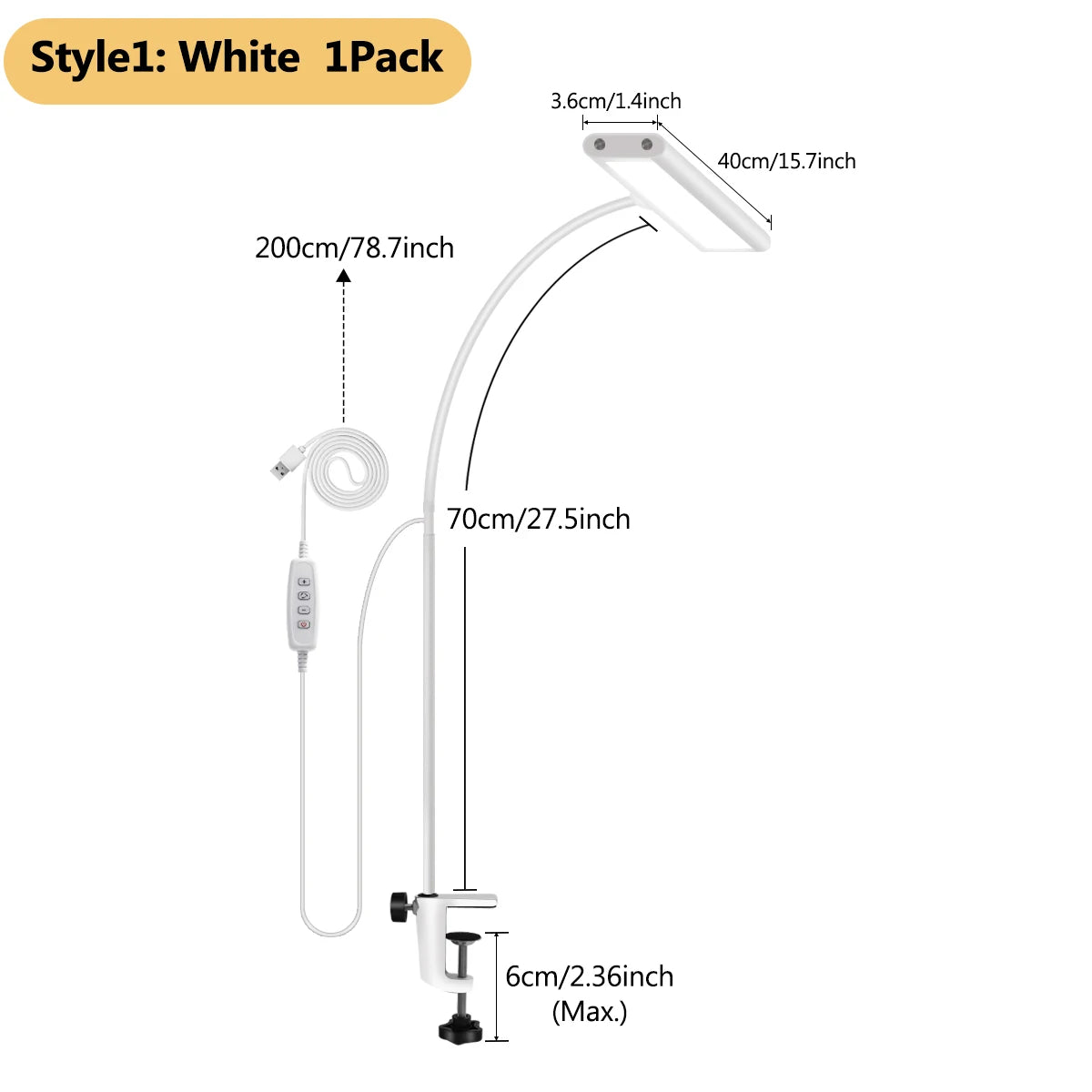 LED Desk Lamp: Eye-Caring, Stepless Dimming, Flexible Gooseneck Design