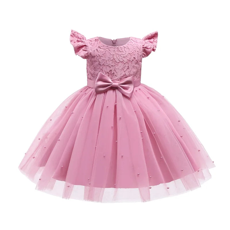 Princess Party Dress – Lace Embroidery with Ruffles