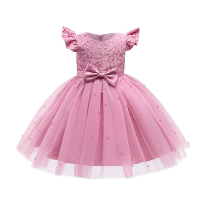 Princess Party Dress – Lace Embroidery with Ruffles