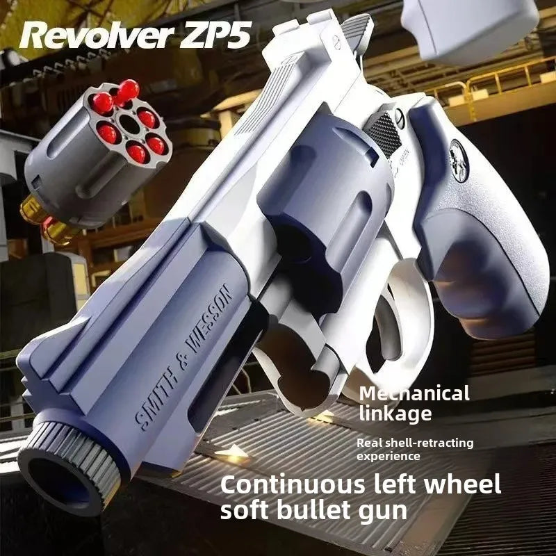 Soft Bullet Toy Gun Set with Ejecting Revolver – One-Key Detachable Pistol for Continuous Shooting Action