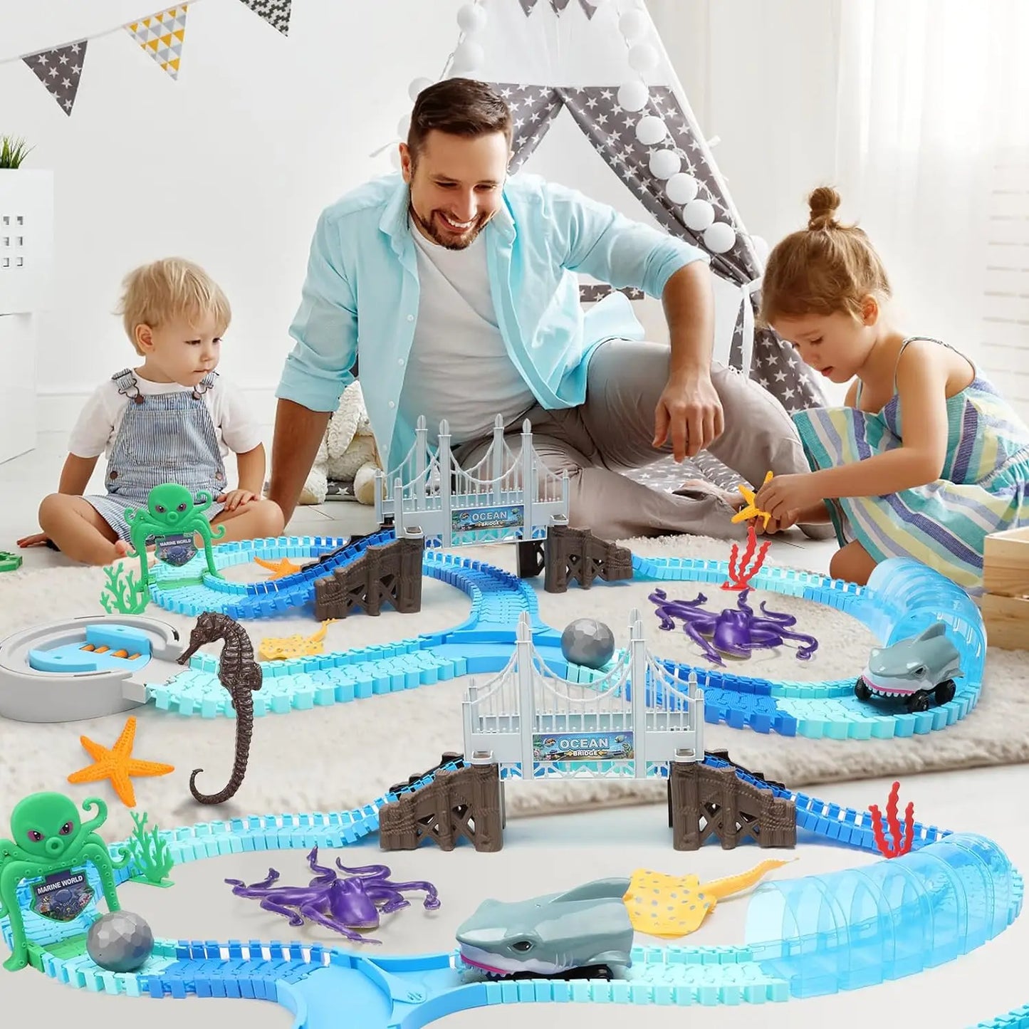 Kids’ Shark Race Car Track – Educational STEM Toy for Ages 3+