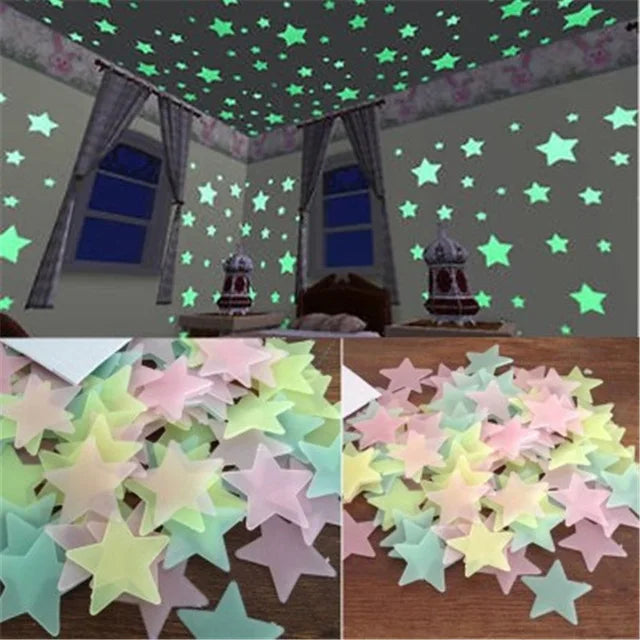 Glow-in-the-Dark PVC Star Stickers: Magical Wall Art for Kids' Rooms