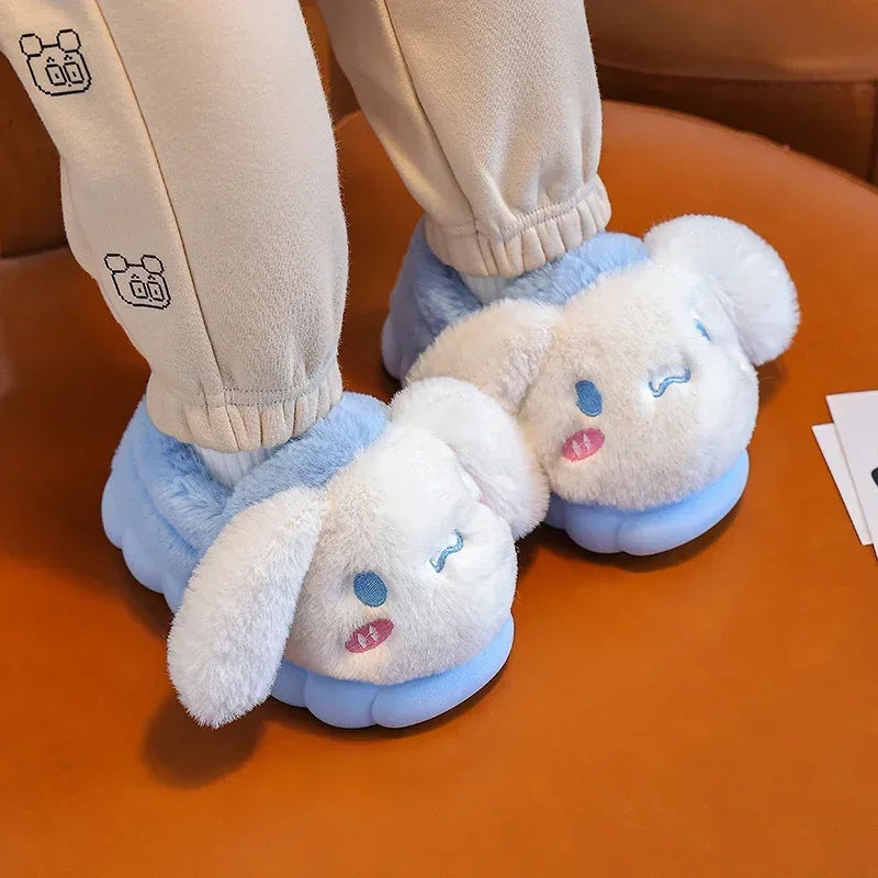Cartoon Heel Cover Slippers – Winter Warm