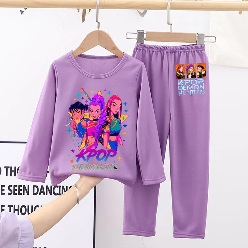 Kawaii Kpop Demon Hunters Girls Nightgown – Cozy Autumn Sleepwear