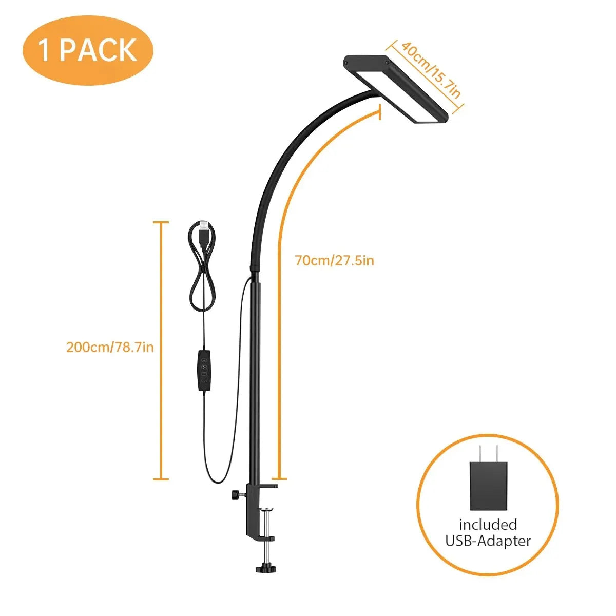 LED Desk Lamp: Eye-Caring, Stepless Dimming, Flexible Gooseneck Design