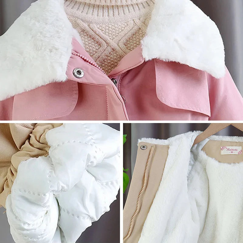 Warm Coat for Girls – Lapel Style with Waist