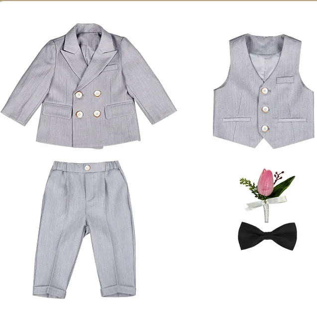Boys’ Wedding Tuxedo Set – Formal Blazer, Pants & Bowtie Outfit