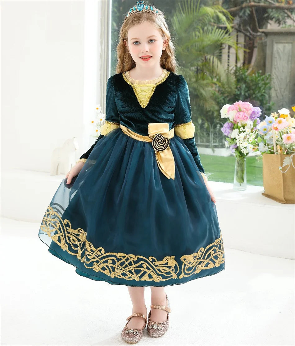 Girls’ Princess Cosplay Dress – Long Sleeve Halloween & Stage Outfit