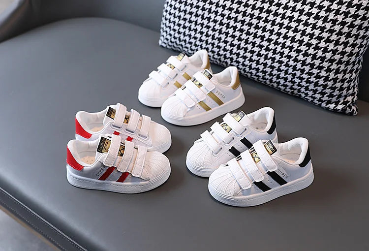 Kids' Fashion White Sneakers – Breathable & Non-Slip Comfort