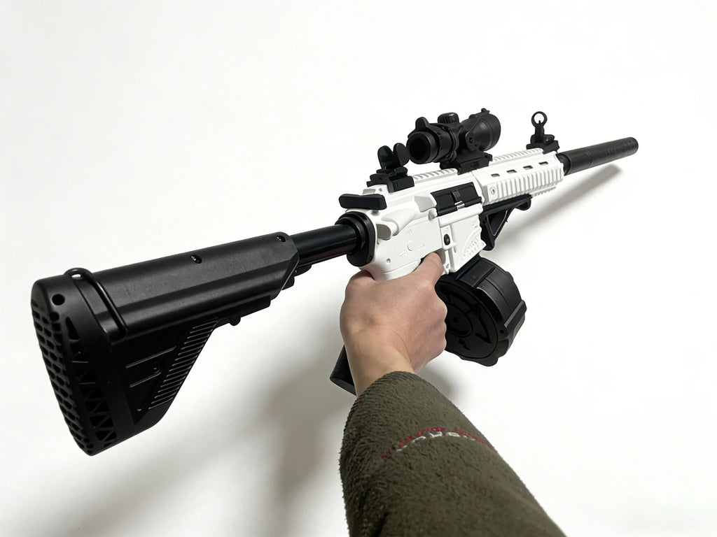 Ultra Shoppings M416 Gel Ball Blaster Gun with cool design, 30m long-range, 7.4V battery, safe gel beads for outdoor team battles