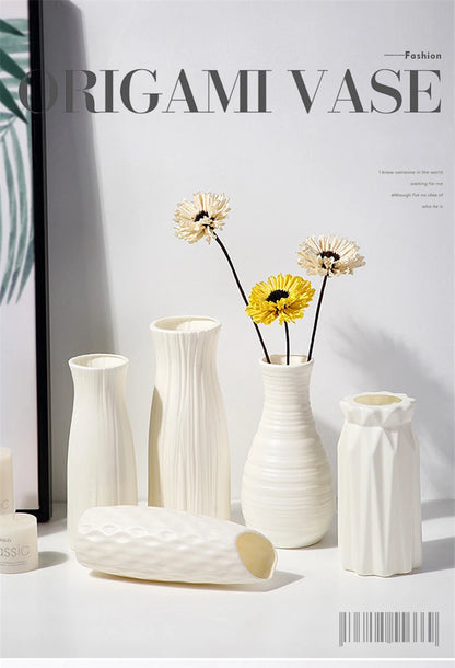 Chic Nordic Plastic Vase: Sleek Flower Pot for Modern Home Decor