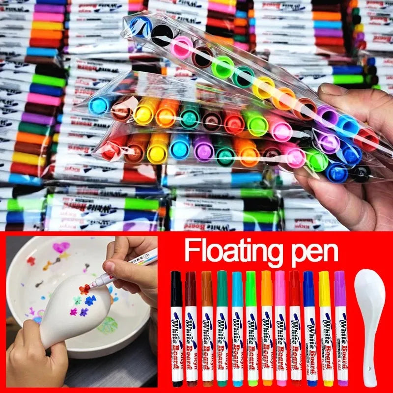 Magical Water Floating Markers – 8/12 Color Educational Painting Pens