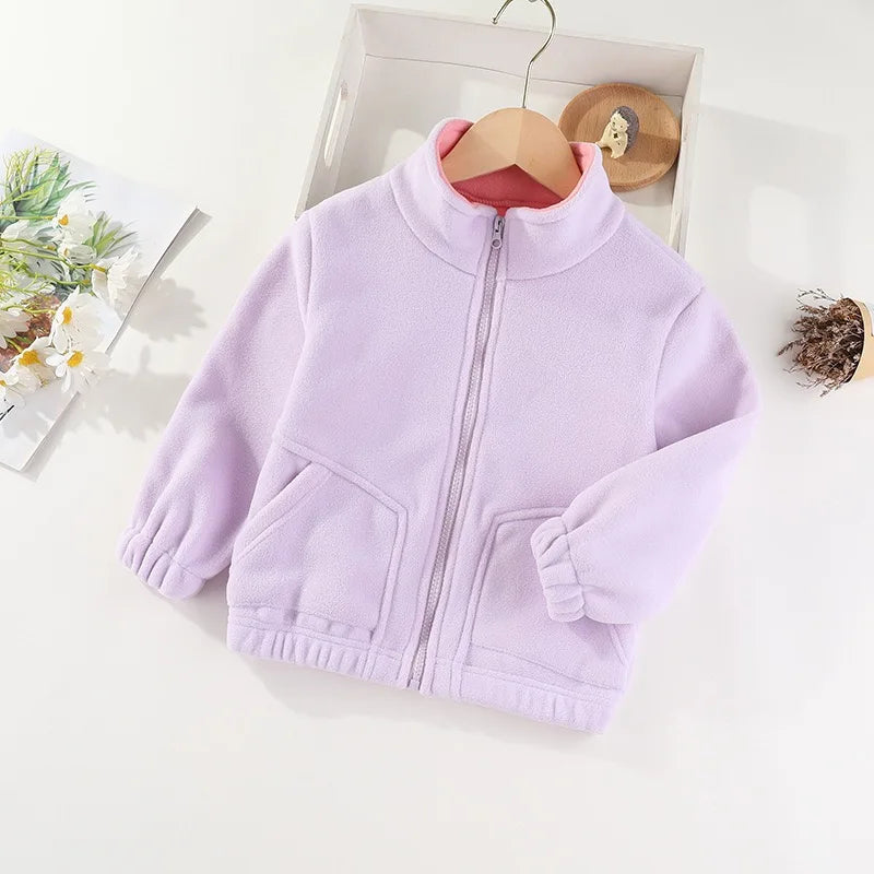 Children’s Thick Fleece Jacket – Zippered Casual Coat