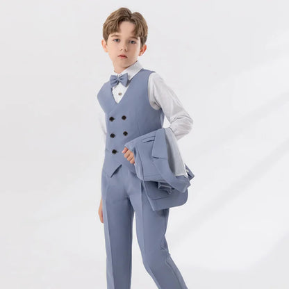 Teenagers’ Formal Tuxedo – Beige Waistcoat Set for Weddings & Parties