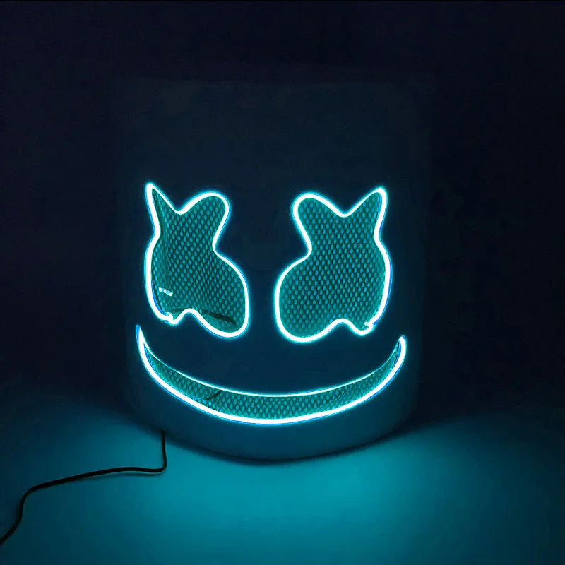 Halloween Light-Up Mask – Neon LED Marshmallow Headgear