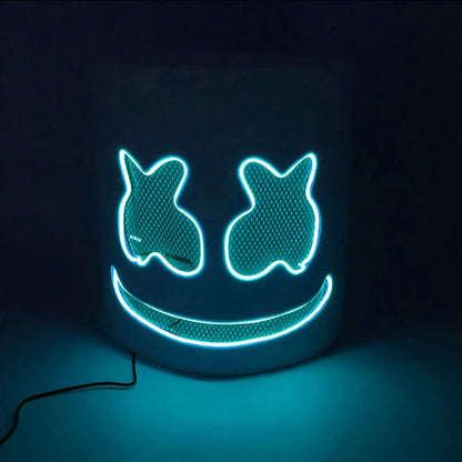 Halloween Light-Up Mask – Neon LED Marshmallow Headgear