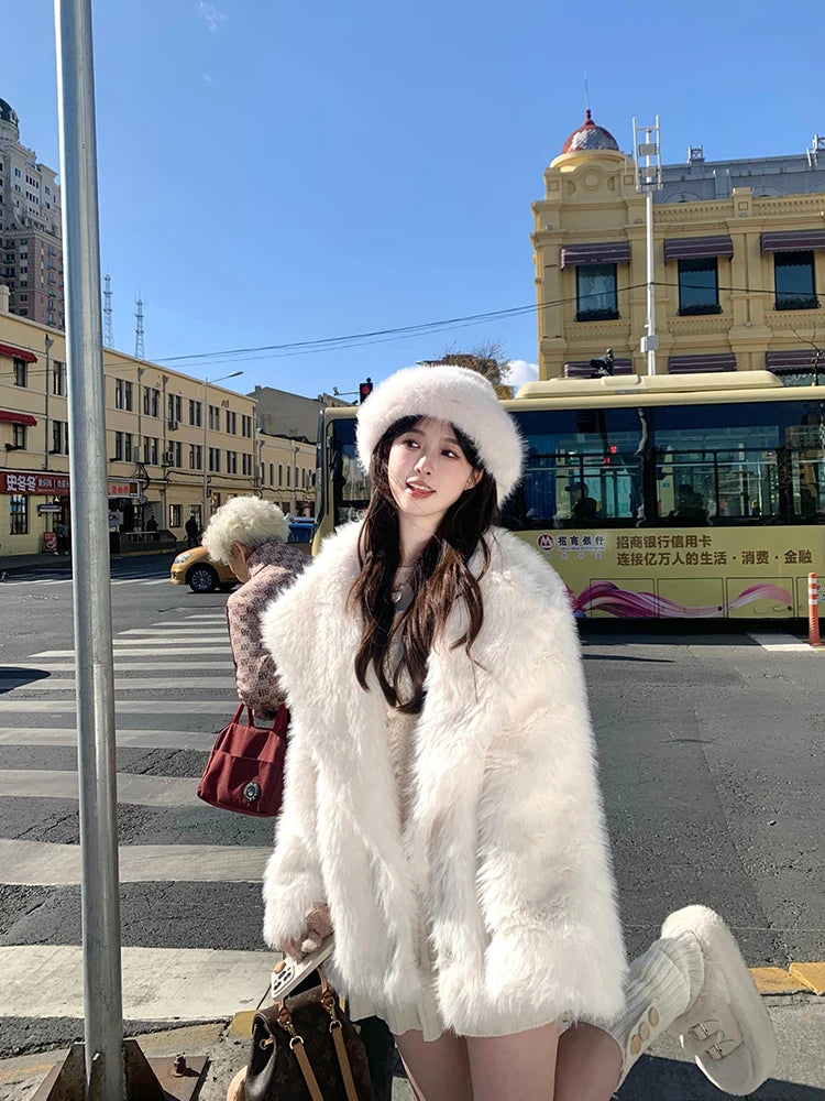 Luxury Fluffy Faux Fox Fur Jacket – Casual & Cozy
