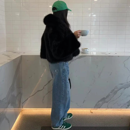 Cozy Black Faux Fur Outerwear – Trendy & Warm