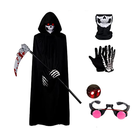 Glowing Red Eyes Grim Reaper Costume for Kids