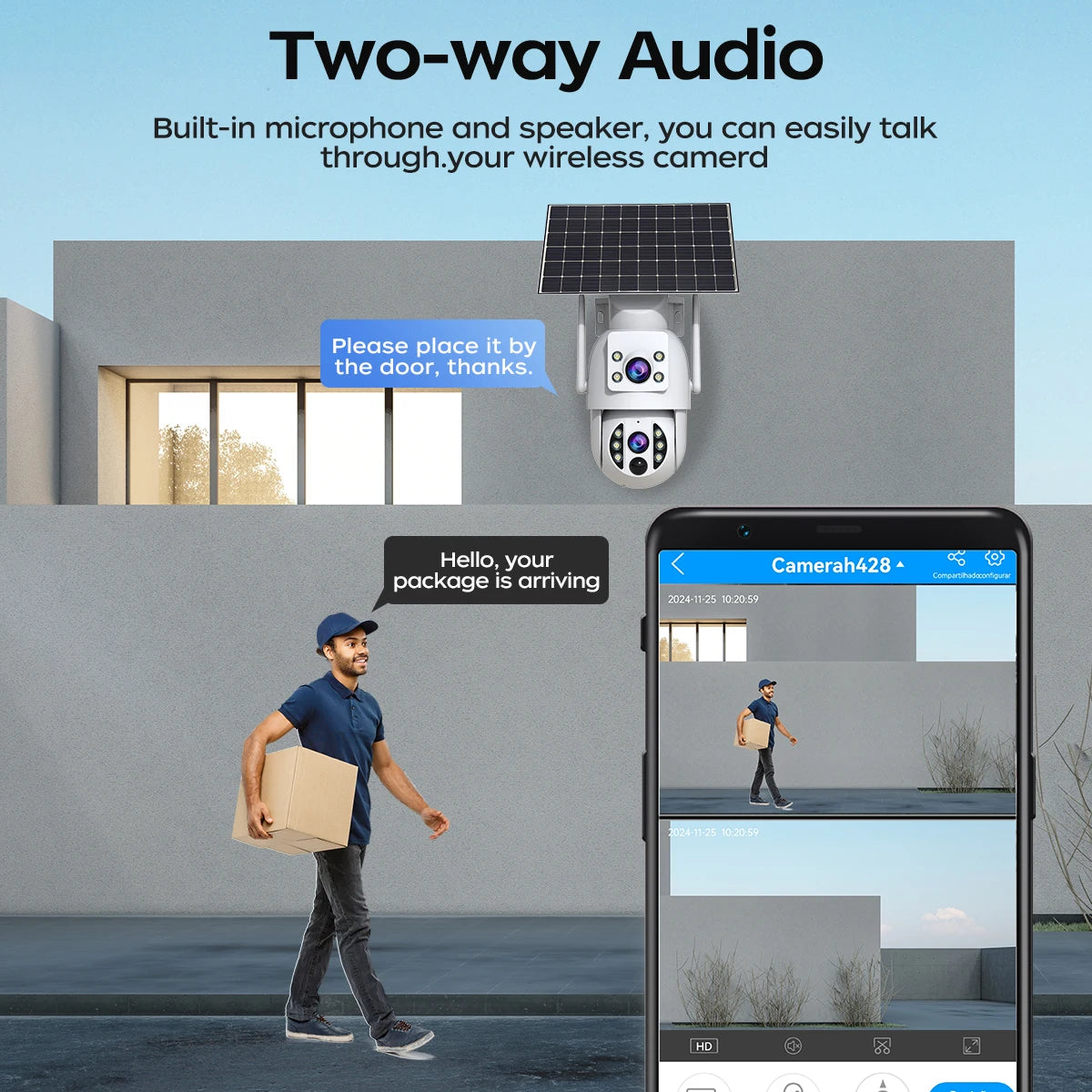 4K Wireless Solar Camera | Dual Lens | PIR Motion + Color Night Vision + Battery Power