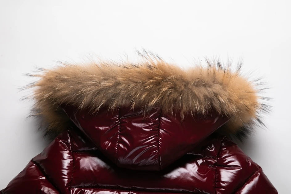 Shiny Waterproof Kids' Down Parka – Real Fur Hood