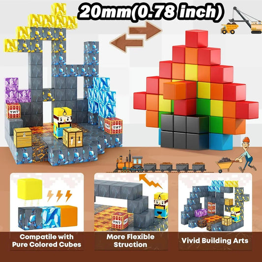 Magnetic Building Blocks Cube Set - STEM Toy for Kids 3+ | DIY Model & Sensory Fun