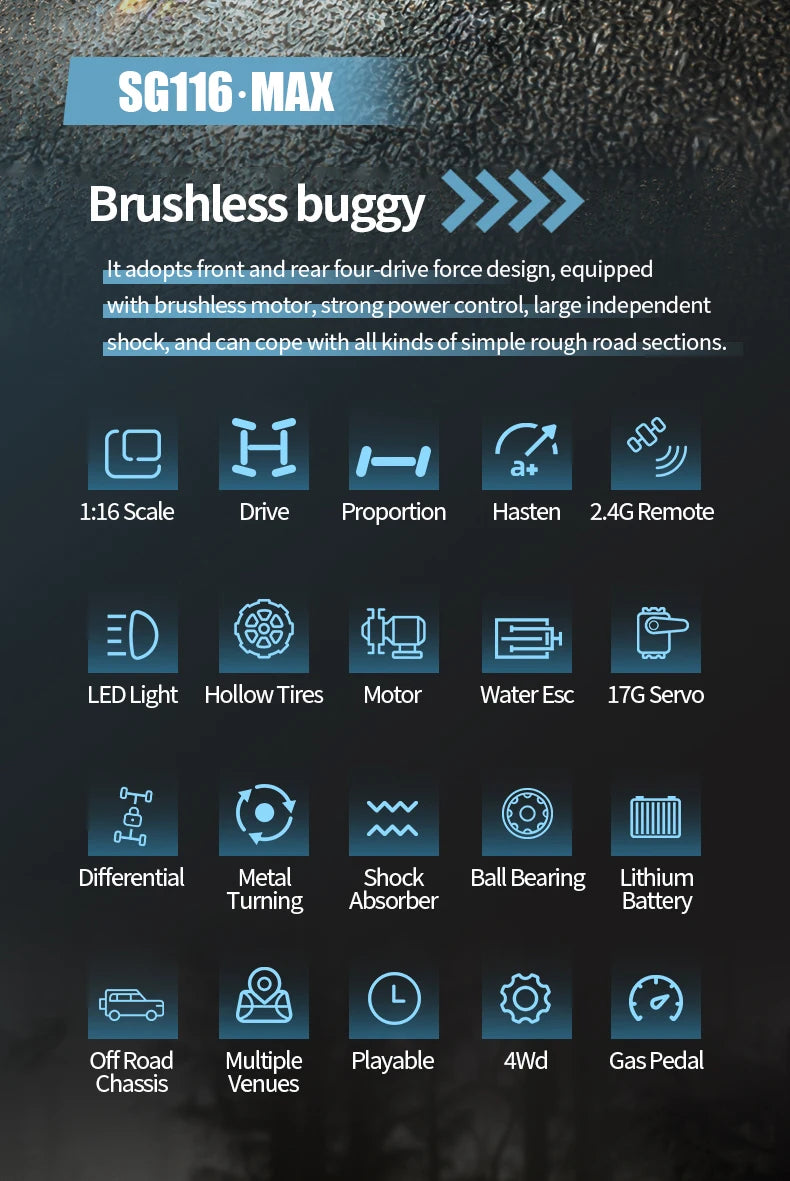 1:16 ZLL SG116 RC Car – Brushless 4WD Off-Road Drift Racing Toy