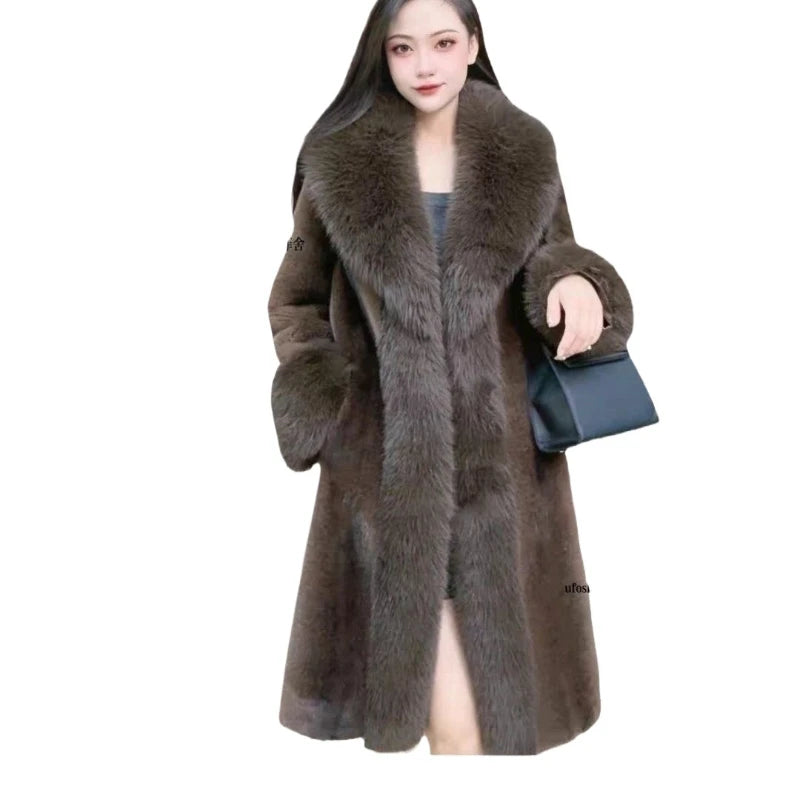 Elegant Faux Fur Long Coat: Warm & Chic
