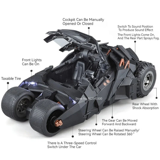 1:18 Alloy Batmobile – Sound & Light Car Model for Fans & Collectors