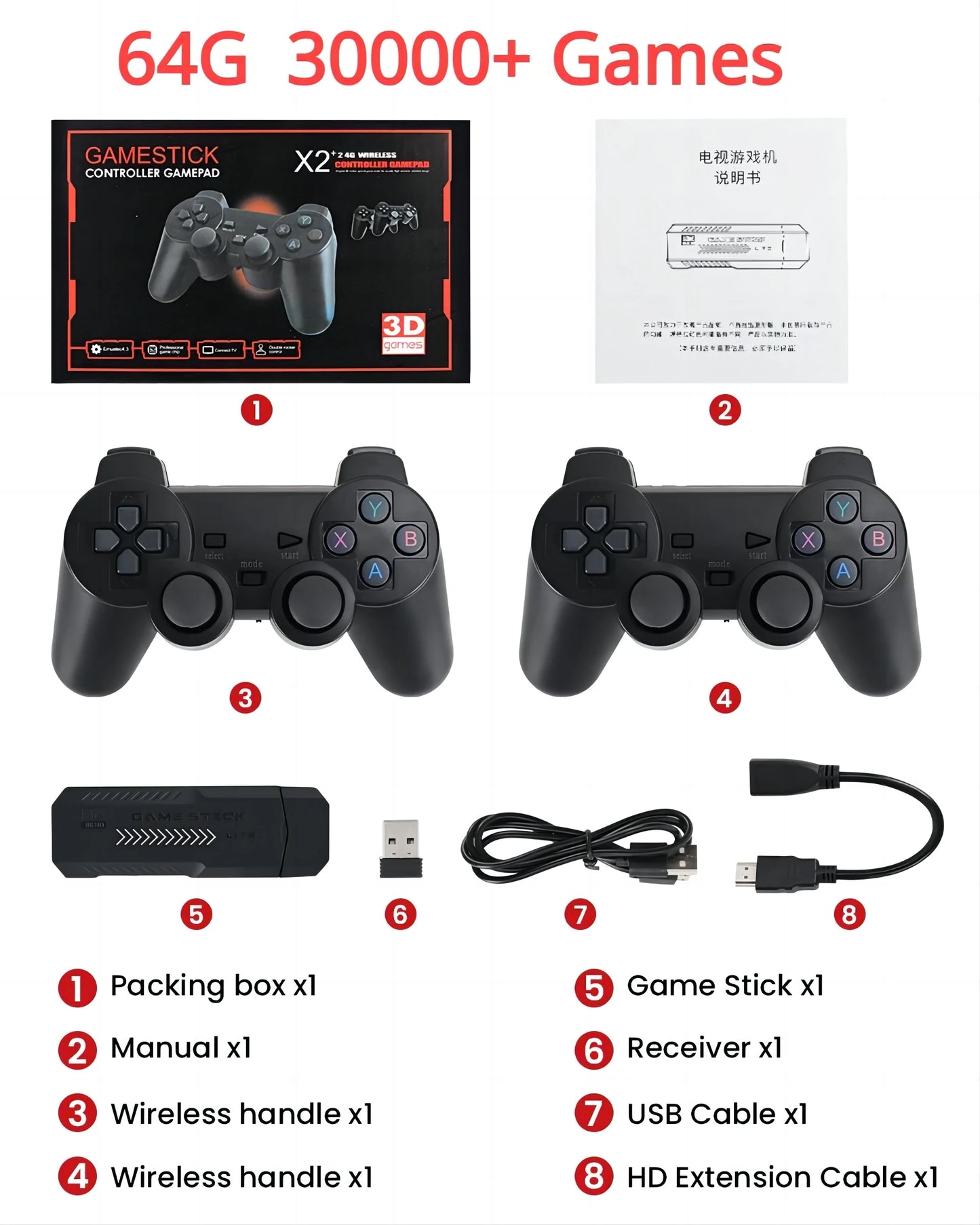 X2 Plus Game Stick – Gaming with Double Wireless Controllers