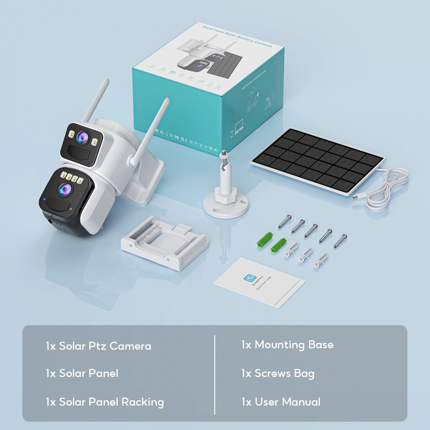 8MP Solar Security Camera | Dual Lens | WiFi | PIR Detection | Color Night Vision