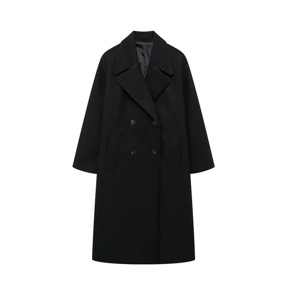 Autumn Chic Double-Breasted Lapel Coat