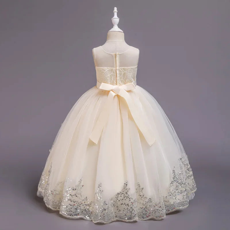 Girls Elegant Lace Wedding & Party Princess Dress