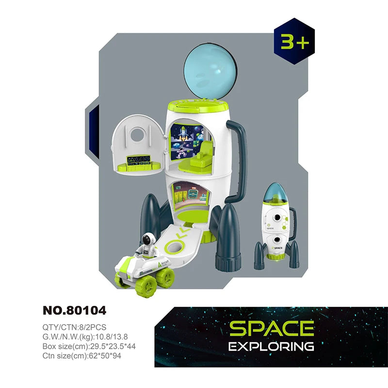 Space Model Toy Set – Light & Sound Shuttle, Rocket, and Station for Kids!