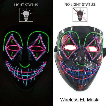 Wireless Neon LED Purge Mask – Glowing Halloween Party Mask
