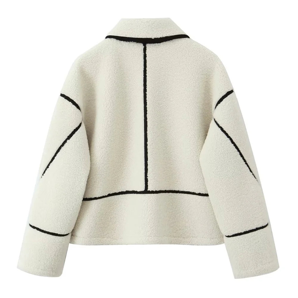 Women's Warm Long Sleeve Jacket with Zipper Pockets