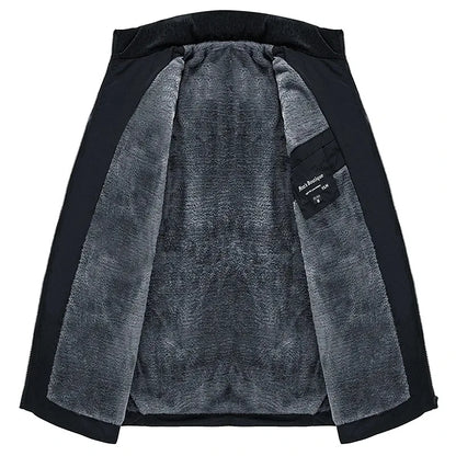 Stand Collar Puffer Jacket – Plush Thick Parka for Men