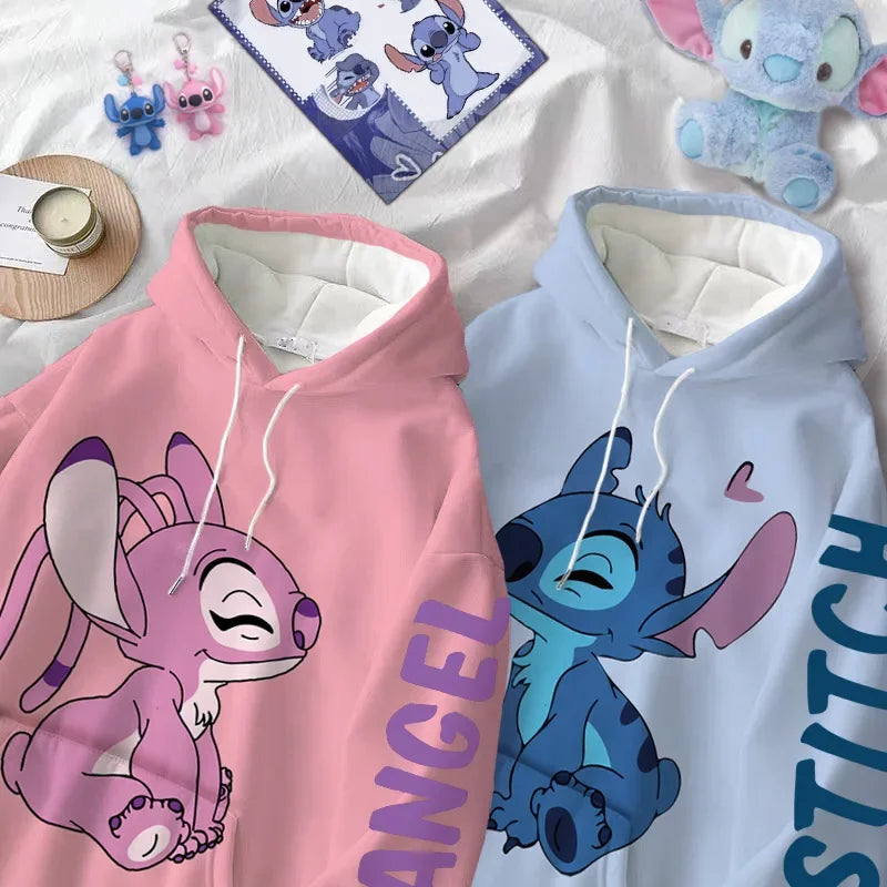 Stitch & Angel Hoodie: Cute & Cozy Cartoon Pullover