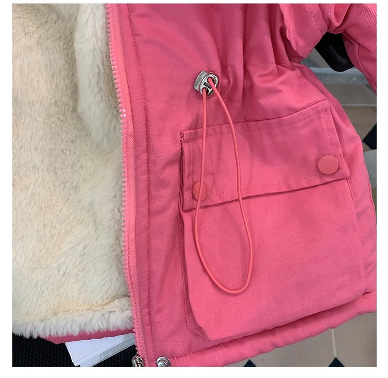Kids' Winter Plush Cotton Coat – Mid-Length & Warm