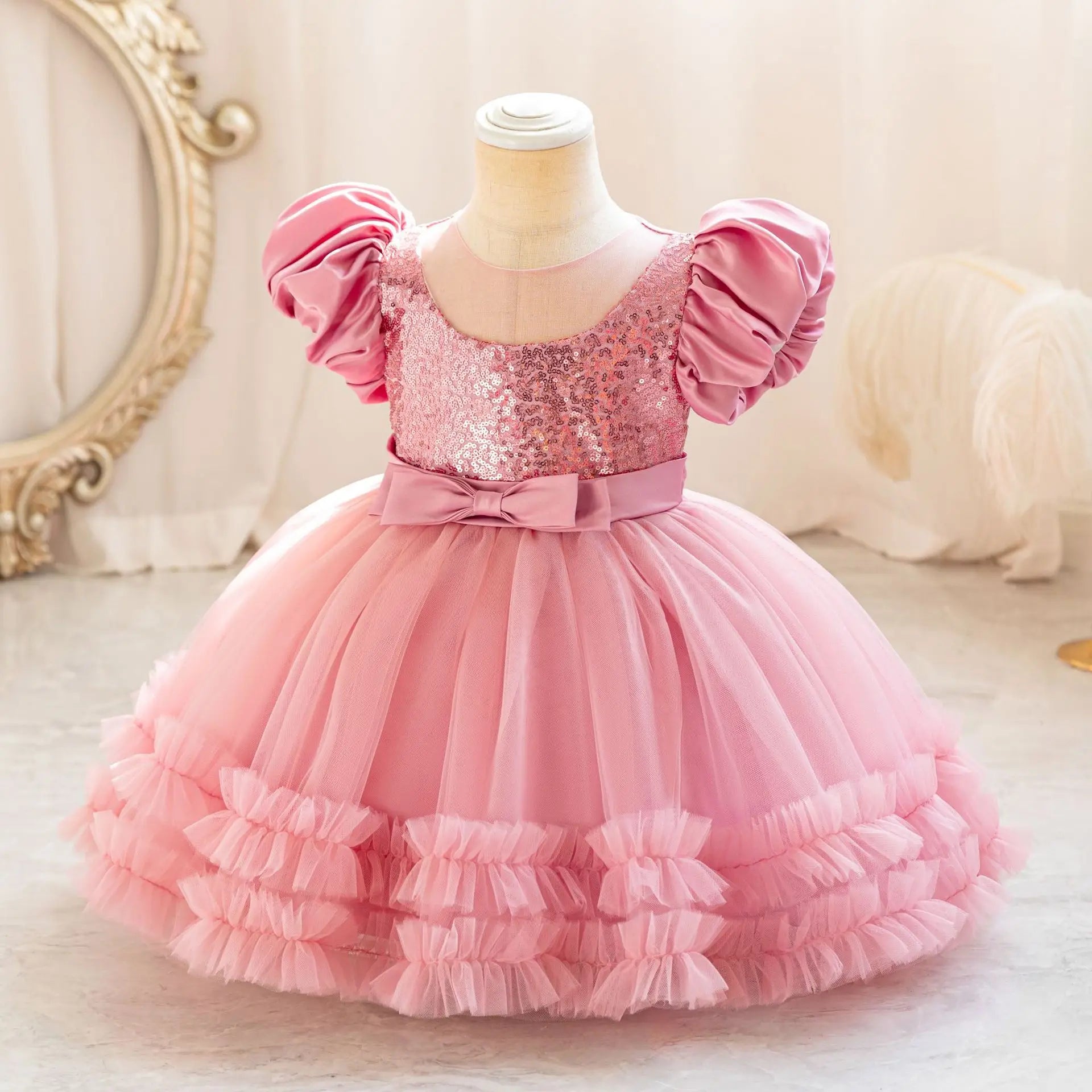 Girl Party Dress – Lace Bow Wedding Gown