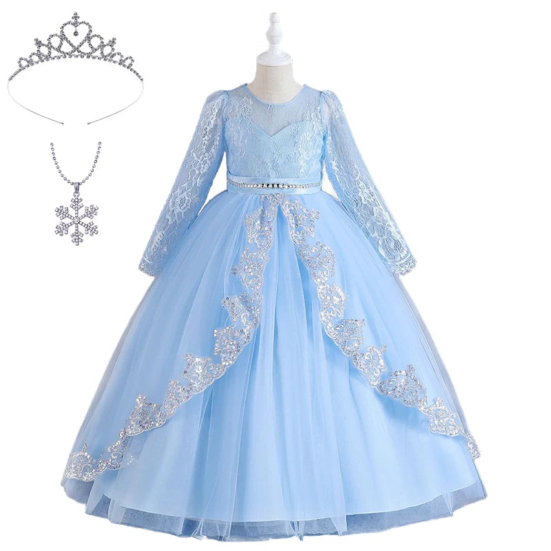 Girls Evening Dress – Lace Embroidered Party Gownn