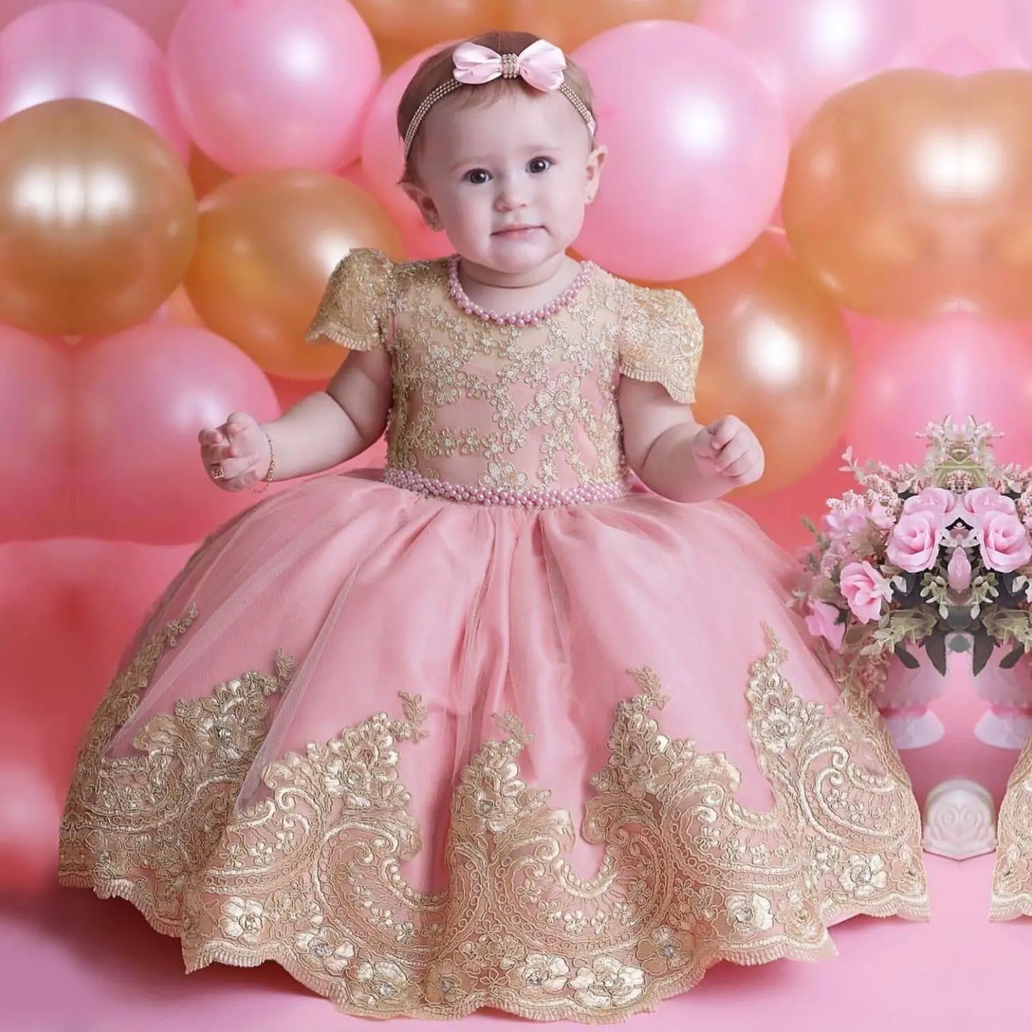 Princess Party Dress – Lace Embroidery with Ruffles