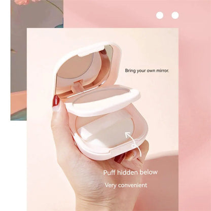 Brighten & Set: Portable Oil Control Makeup Powder with Mirror