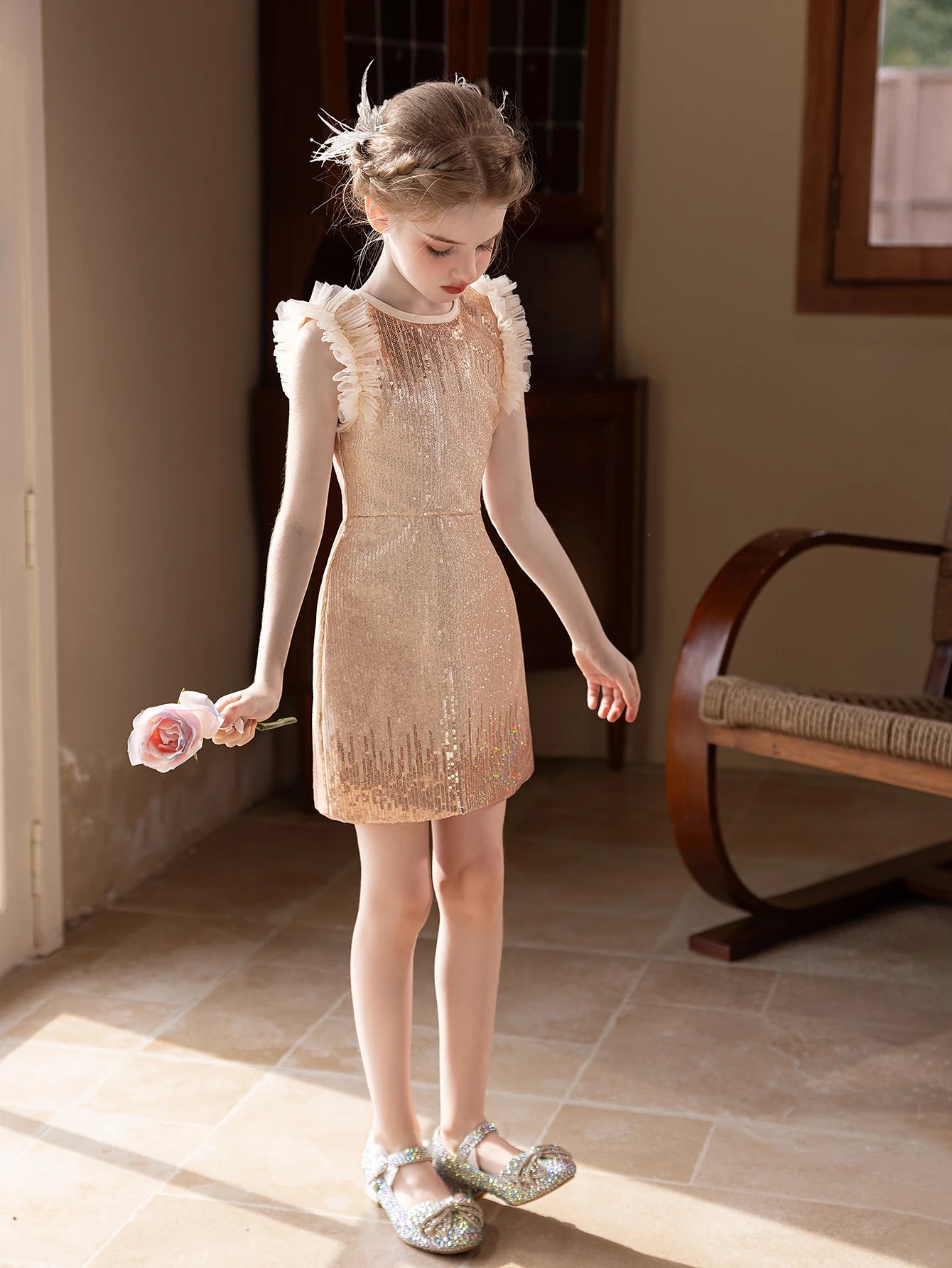 Girls Luxury Party & Wedding Dress Set