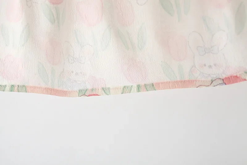 Cute Cartoon Rabbit Tulip Flower Girl Dress