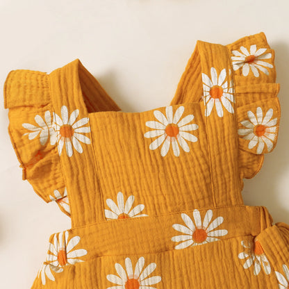 Cute Sunflower Baby Romper for Summer