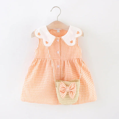 Infant Girls’ Plaid Tank Top Skirt + Crossbody Bag