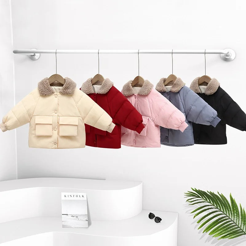 Boys & Girls Lapel Jacket – Cozy Lamb Fleece Kids’ Coat